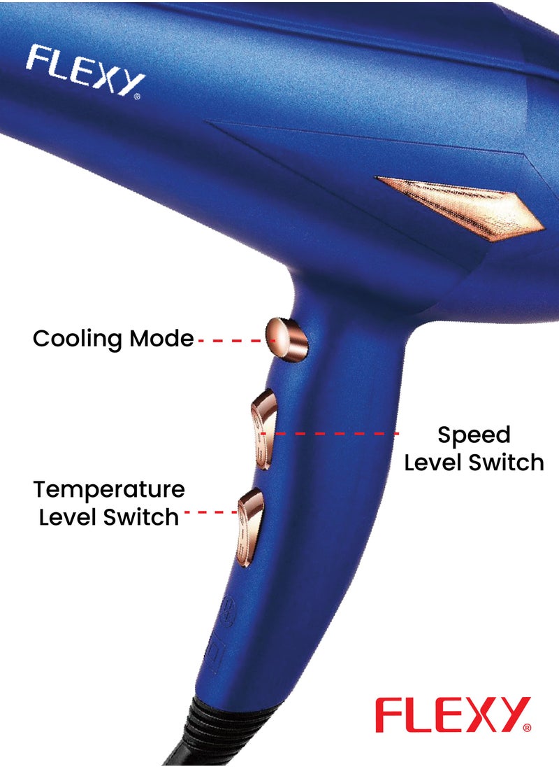 Flexy FLEXY 1250W Hair Dryer – Lightweight & Compact with 2 Speeds, 3 Heat Settings, Cool Shot, Removable Filter, Hanging Hook – Ideal for Home, Salon, Traveling – 2-Year Warranty  - Image 4