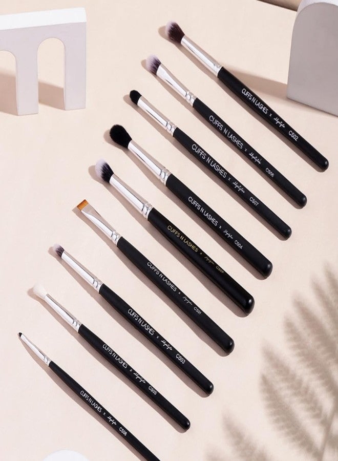 Cuffs N Lashes X Shystyles Makeup Brush Set of 9 - Professional Face &Eye Brushes for Beginners to Pro | Soft Bristles, High Performance | Handmade in India | Cruelty-Free &Vegan - Image 3