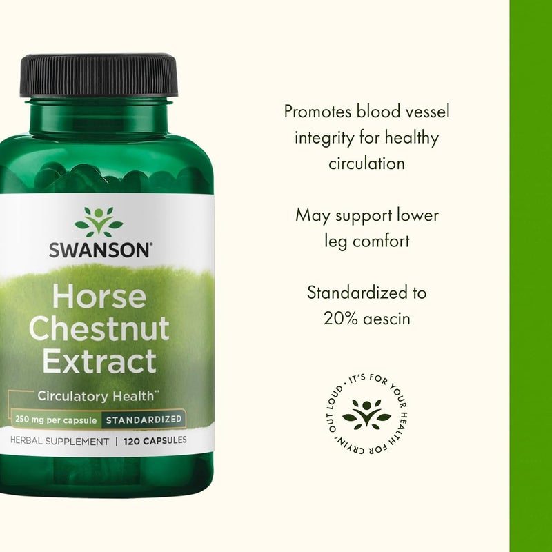 Swanson Horse Chestnut Extract - 250mg Herbal Supplement, 120 Capsules for Circulatory Health - Image 4