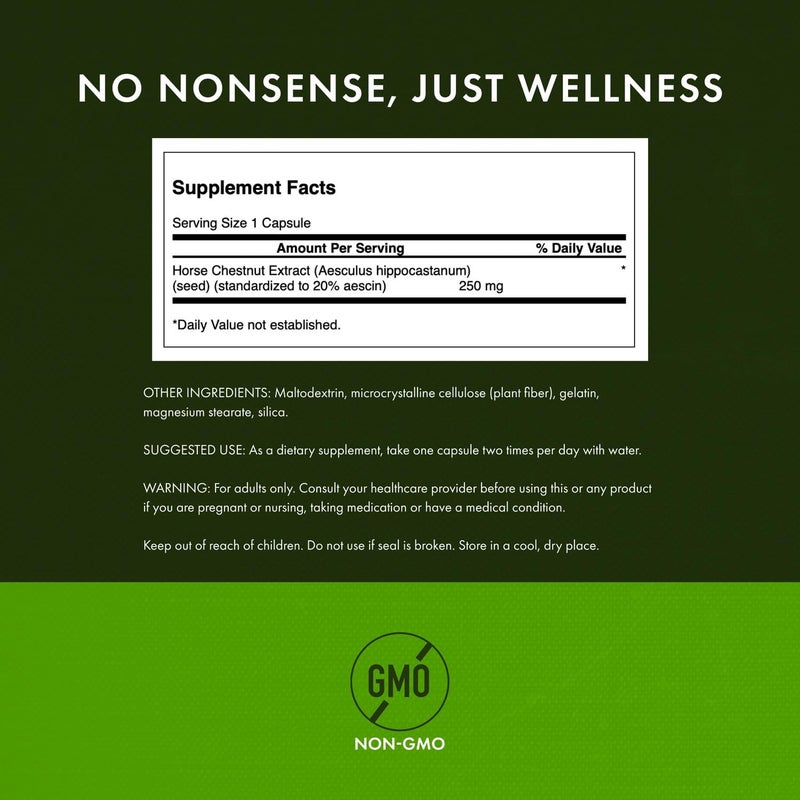 Swanson Horse Chestnut Extract - 250mg Herbal Supplement, 120 Capsules for Circulatory Health - Image 3