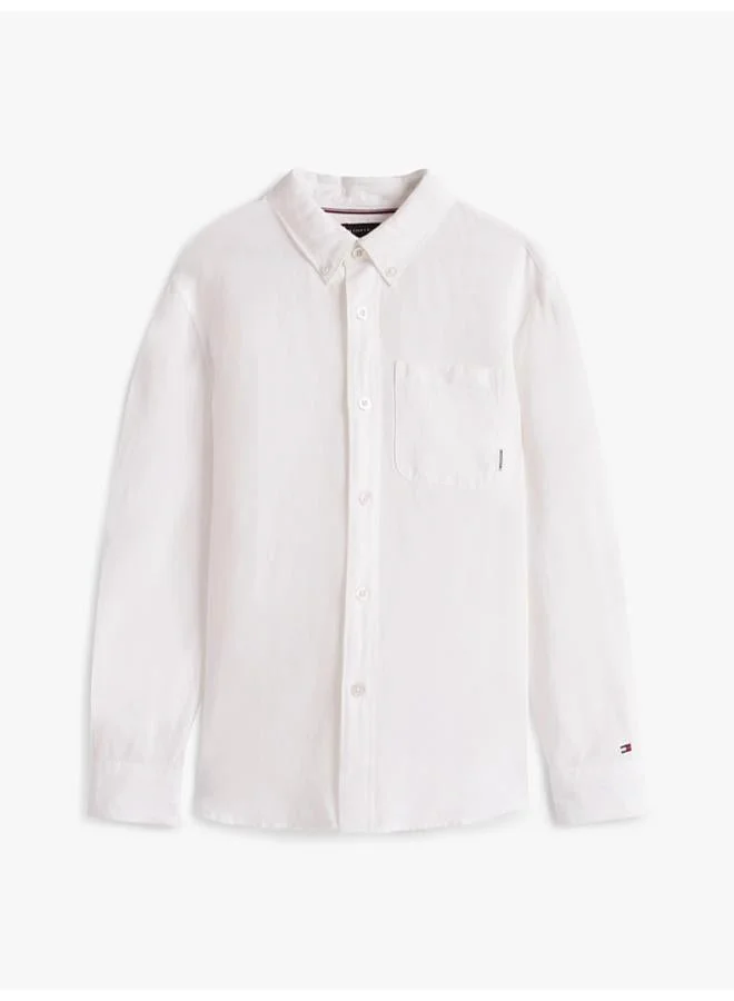 TOMMY HILFIGER  Kids Linen Blend Relaxed Fit Shirt for Men | Best Price UAE