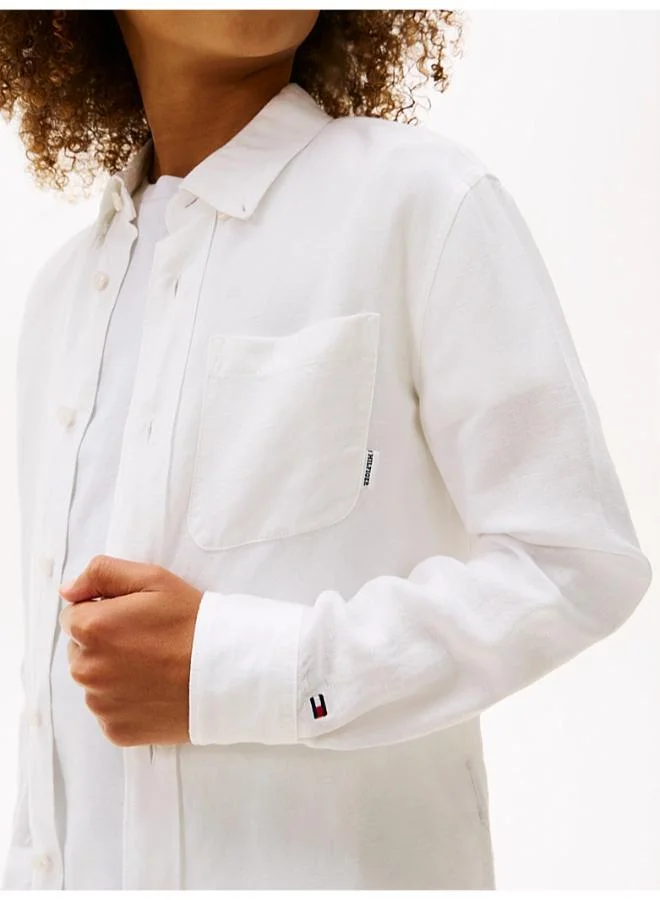 TOMMY HILFIGER  Kids Linen Blend Relaxed Fit Shirt for Men | Best Price UAE