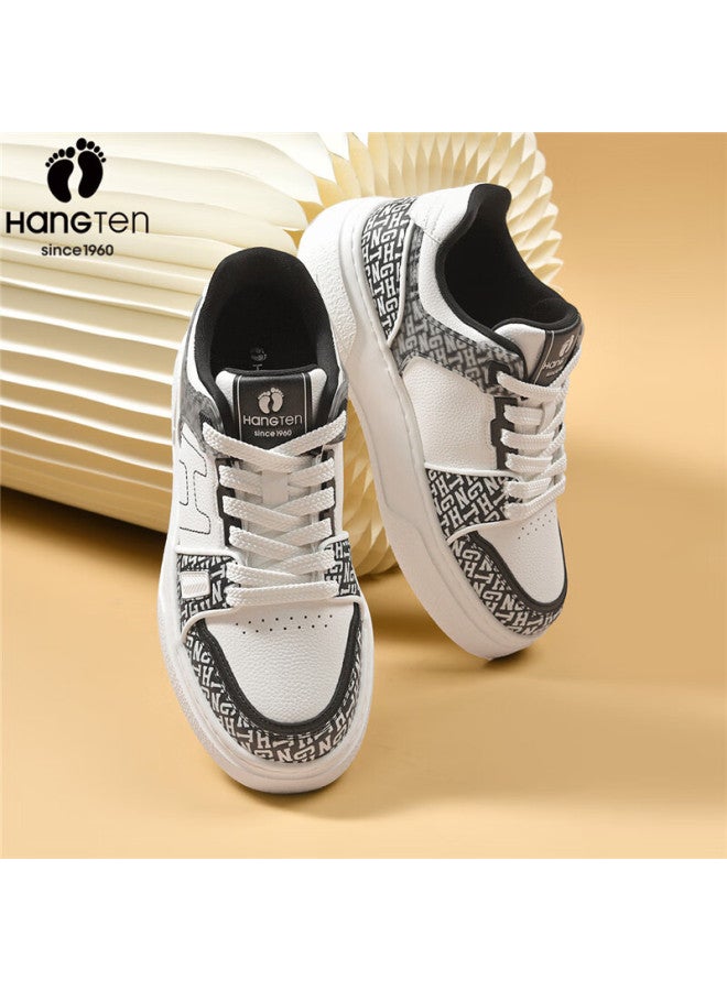 Hang Ten Trendy Men's Spring Thick-soled Height-increasing Casual Low-top Shoes With Waist Flower And Fruit Lace-up Fashion Sneakers - Image 1