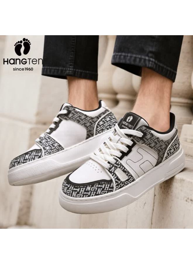 Hang Ten Trendy Men's Spring Thick-soled Height-increasing Casual Low-top Shoes With Waist Flower And Fruit Lace-up Fashion Sneakers - Image 3