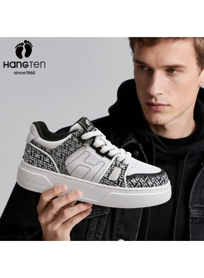 Hang Ten Trendy Men's Spring Thick-soled Height-increasing Casual Low-top Shoes With Waist Flower And Fruit Lace-up Fashion Sneakers - Image 2