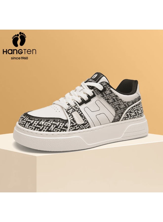 Hang Ten Trendy Men's Spring Thick-soled Height-increasing Casual Low-top Shoes With Waist Flower And Fruit Lace-up Fashion Sneakers - Image 5