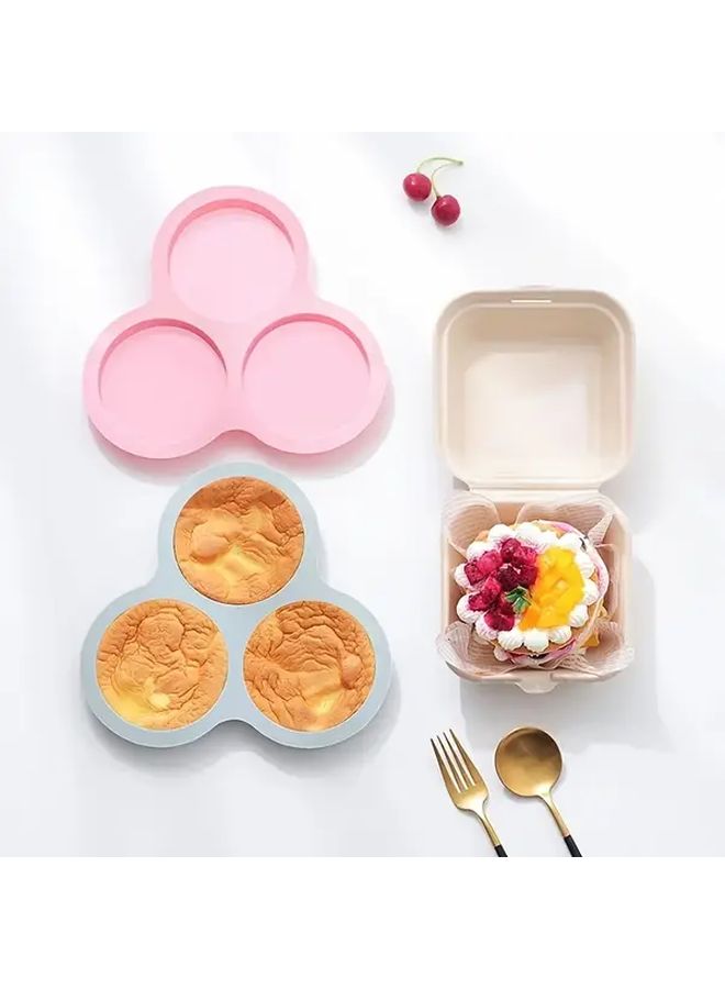 Pink Non Stick Silicone Cake Tray Mold 3 Link Circular Baking Pan Easy Release Clean Oven Stovetop Grill Safe Reusable Bakeware - Image 5
