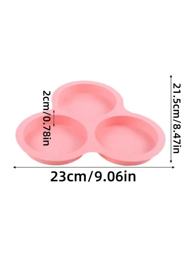 Pink Non Stick Silicone Cake Tray Mold 3 Link Circular Baking Pan Easy Release Clean Oven Stovetop Grill Safe Reusable Bakeware - Image 3
