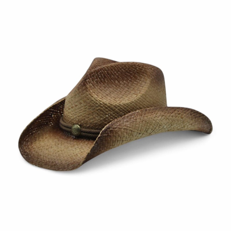 Peter Grimm Straw Round Up Cowboy Hat w/Leather Strap (Tea Stained) - Image 1