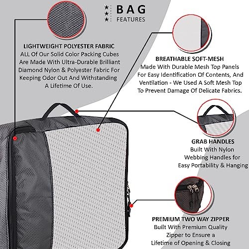 TRIP ON GO Packing Cubes Travel Organizer Travel Accessories Packing Bags For Luggage, Clothes, Makeup, Shoes, Undergarments, and Travel Essentials For Men And Women (Grey, Large- Pack of 4) - Image 3