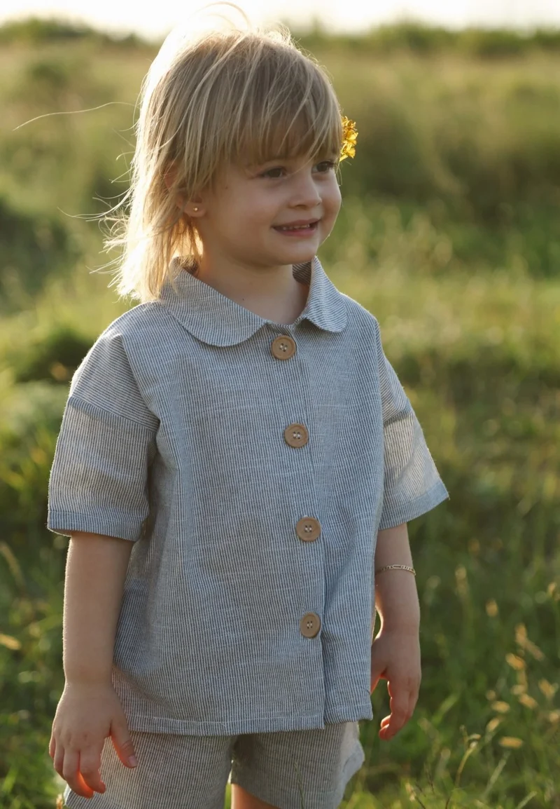 Ohlala Koala Dark Khaki Baby Collar Girl Shirt and Shorts Set