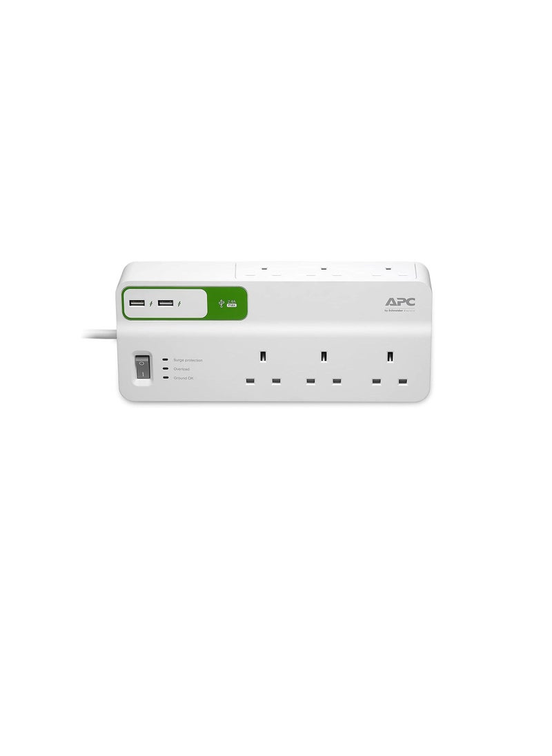 APC - APC Essential SurgeArrest 6 outlets with 5V, 2.4A 2 port USB charger, 230V UK - Image 1