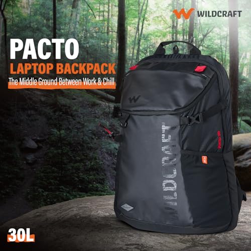 Wildcraft Casual Backpack Pacto 30 for Mens & Womens | Unisex Backpack (Black,30Liter) - Image 2