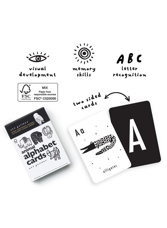Wee Gallery Educational Flashcards for Babies, Double Sided Black and White Learning Flash cards, Animal Alphabet Cards for Visual Stimulation and Cognitive Development of Infants and Toddlers - Image 4
