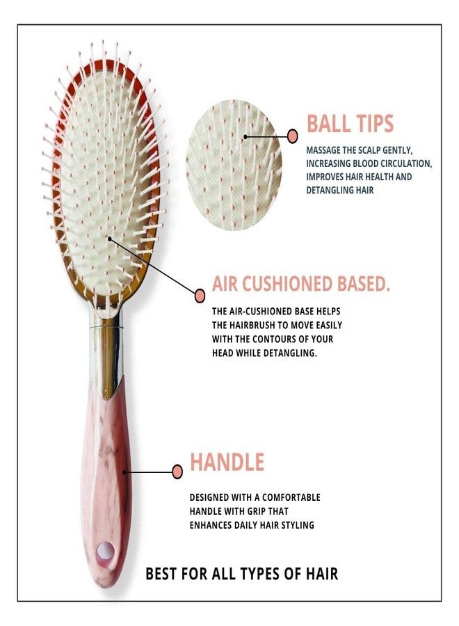 Tiamo Oval paddle metal shiny hairbrush for men and women for daily hair styling and detangling - Image 2
