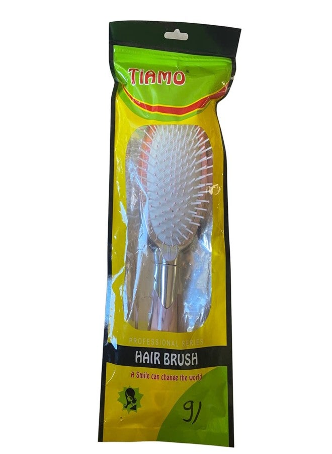 Tiamo Oval paddle metal shiny hairbrush for men and women for daily hair styling and detangling - Image 4