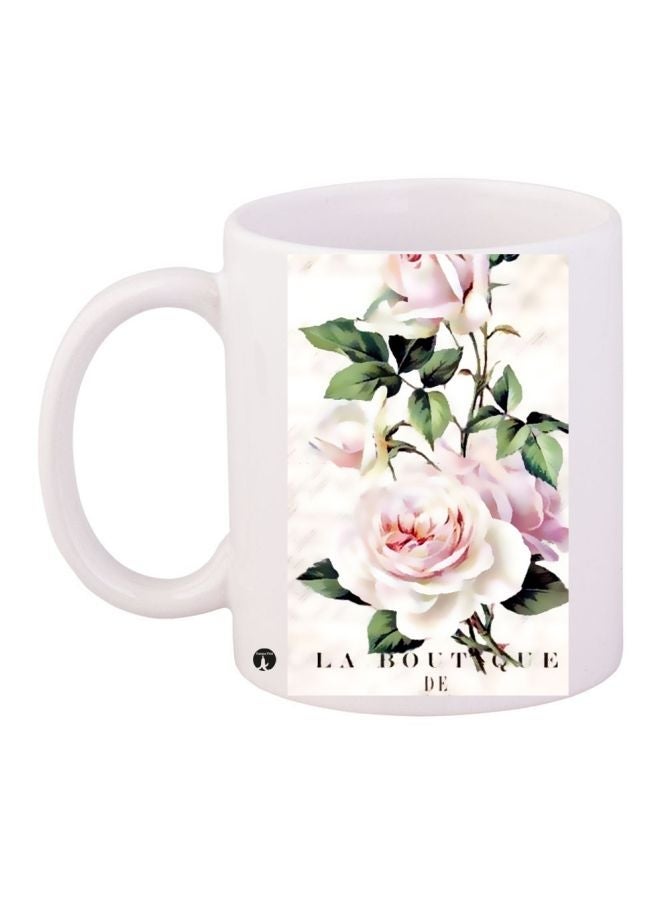 RYN Floral Printed Coffee Mug White/Pink/Green 11ounce