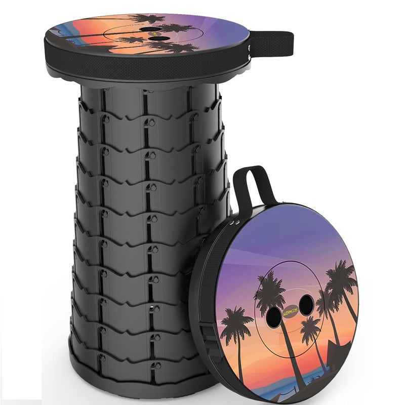 ALEVMOOM Upgraded Portable Collapsible Folding Stool Retractable Telescoping Stool for Adults Sturdy Capacity 440lbs Camping Chair for Outdoor Hiking Garden BBQ