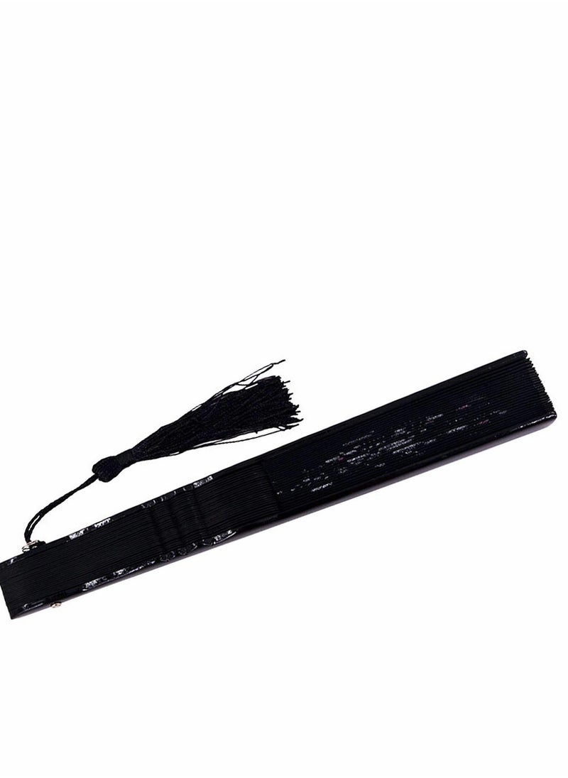 Generic Elegant 8.27" Bamboo Silk Folding Fan - Vintage Chinese/Japanese Handheld Accessory for Home Decor and Events  - Image 3