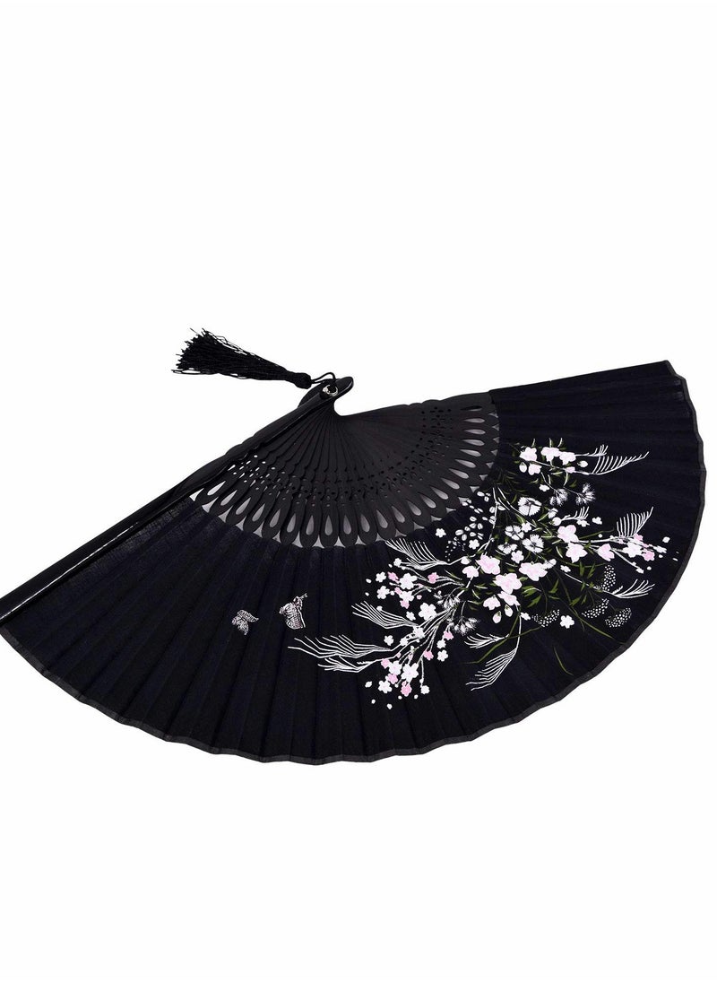 Generic Elegant 8.27" Bamboo Silk Folding Fan - Vintage Chinese/Japanese Handheld Accessory for Home Decor and Events  - Image 4
