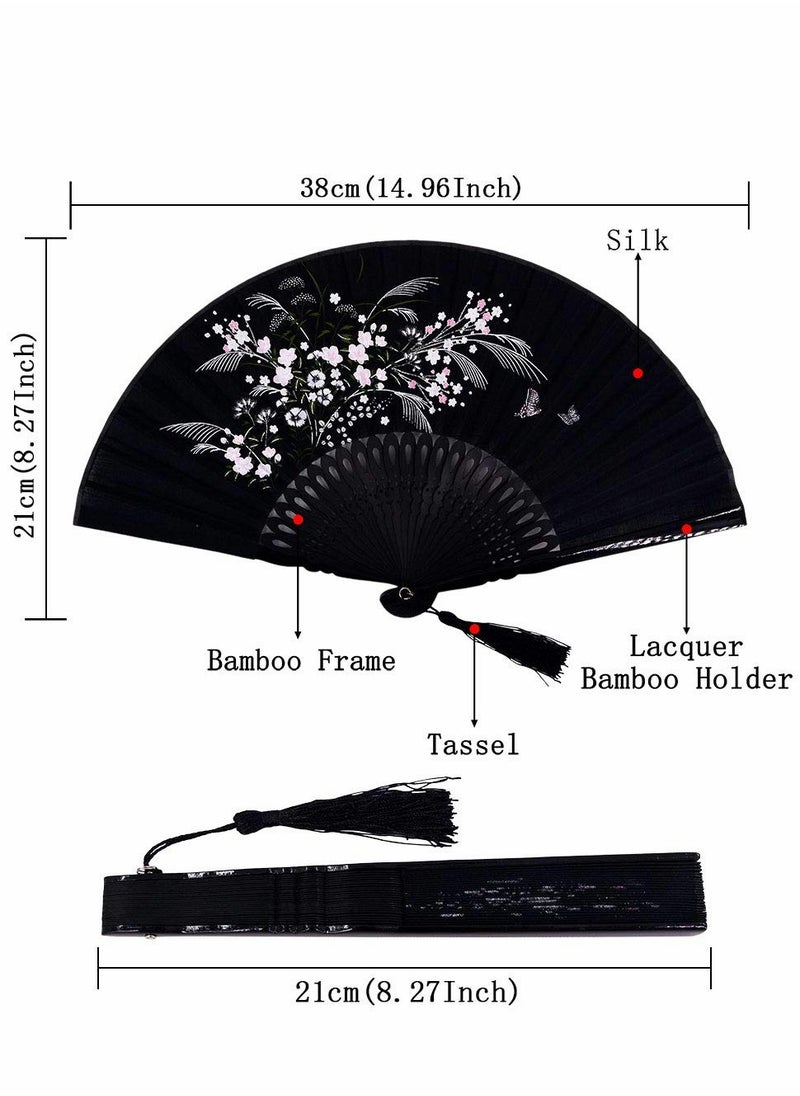 Generic Elegant 8.27" Bamboo Silk Folding Fan - Vintage Chinese/Japanese Handheld Accessory for Home Decor and Events  - Image 2