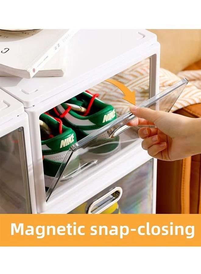 بلومنغ تايم 1 مجموعة من 4 قطعة صندوق تخزين الأحذية شفافة بسيطة لتثبيت طوي و تكويم - Image 3