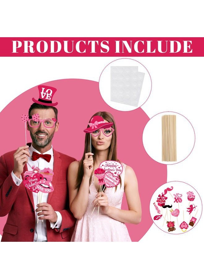 ILUIGGW Valentines Photo Props, 42Pcs Pink Valentines Day Decorations Includes Love Banner and Cupid XOXO Heart Photo Booth Props, Valentine's Day Photo Props for Wedding Anniversary Engagements - Image 4