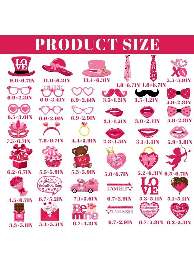 ILUIGGW Valentines Photo Props, 42Pcs Pink Valentines Day Decorations Includes Love Banner and Cupid XOXO Heart Photo Booth Props, Valentine's Day Photo Props for Wedding Anniversary Engagements - Image 3