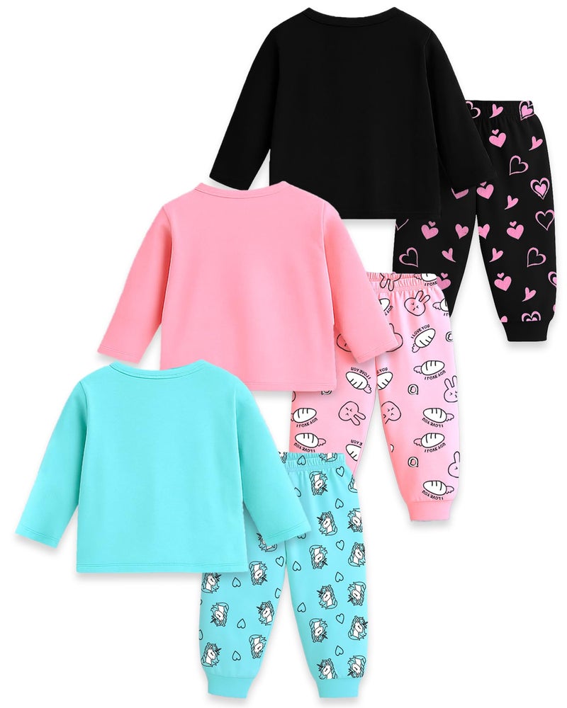 Kuchipoo Baby Girl Regular Fit Cotton T-Shirts and Pyjamas Set (KUC-PSUT-171, 6-12 Months, Multi-Colored) - Image 2