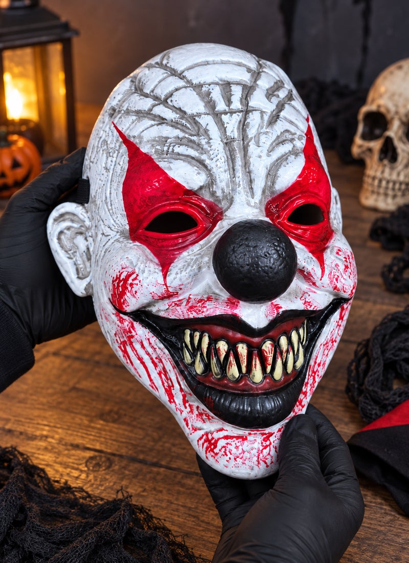 Trentor Halloween Joker Clown Mask with White Face, Red Eye Paint and Black Nose - Image 3