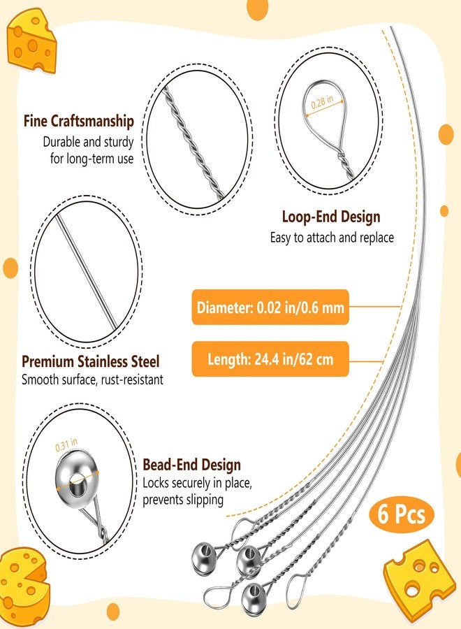 Feekoon Replacement Cheese Cutting Wires Compatible with Boska Cheese Commander Pro/Pro+, Stainless Steel Cutter Wire Replacement, Fit & Easy to Install for Hard or Semi Hard Block Cheddar & Gouda(6 Pack) - Image 3