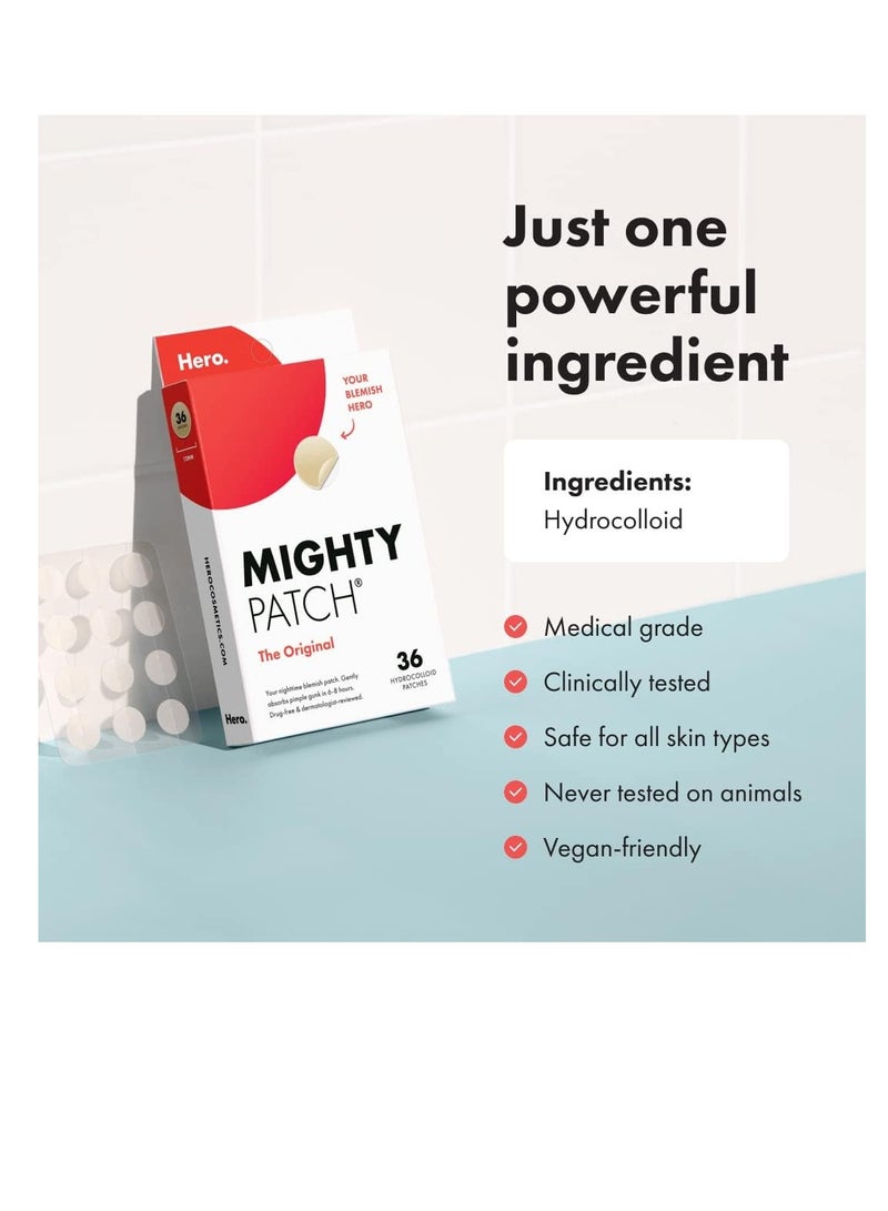 Mighty Patch Mighty Patch original patch from hero cosmetics hhydrocolloid acne pimple patch for covering zits and blemishes spot stickers for face and skin 36 count  - Image 5