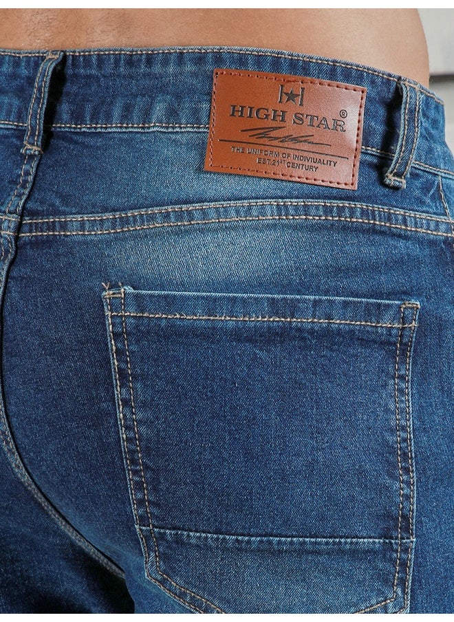 HIGH STAR Men's Indigo Straight Tapered Easy Fit Jeans - Sleek and Modern  - Image 2