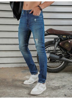 HIGH STAR Men's Indigo Straight Tapered Easy Fit Jeans - Sleek and Modern  - Image 3