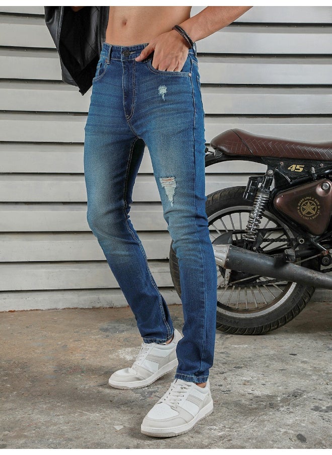 HIGH STAR Men's Indigo Straight Tapered Easy Fit Jeans - Sleek and Modern  - Image 3