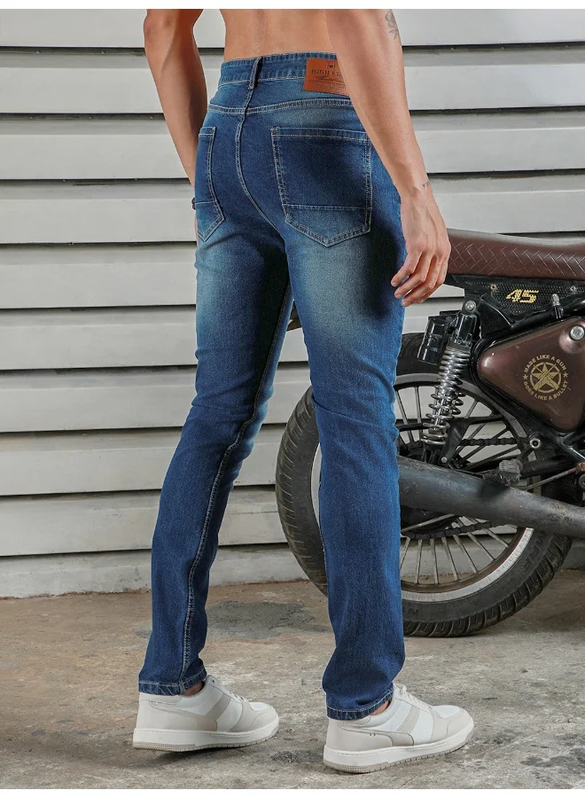 HIGH STAR Men's Indigo Straight Tapered Easy Fit Jeans - Sleek and Modern