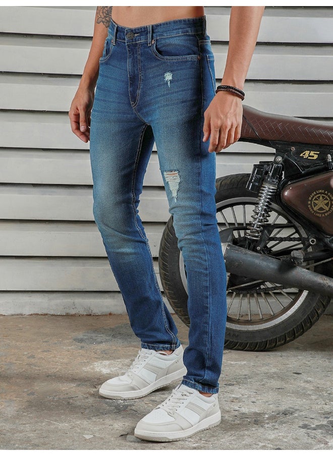 HIGH STAR Men's Indigo Straight Tapered Easy Fit Jeans - Sleek and Modern  - Image 5