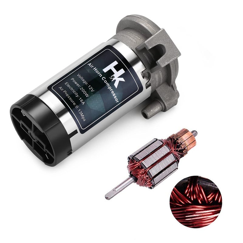 ضاغط هواء بديل HK 12V 150db مضخة هواء لقرون السيارات عالية الصوت مجموعة ضاغط قرون مزخرفة بالزنك بوق واحد لأي مركبة شاحنات سيارات فان قطارات قوارب فضي