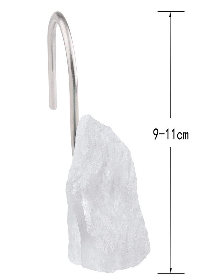 Rockcloud Set of 4 Stainless Steel Shower Hooks with Raw Crystal Stone, Crystal Shower Hooks for Bathroom, Home Decor - Image 3