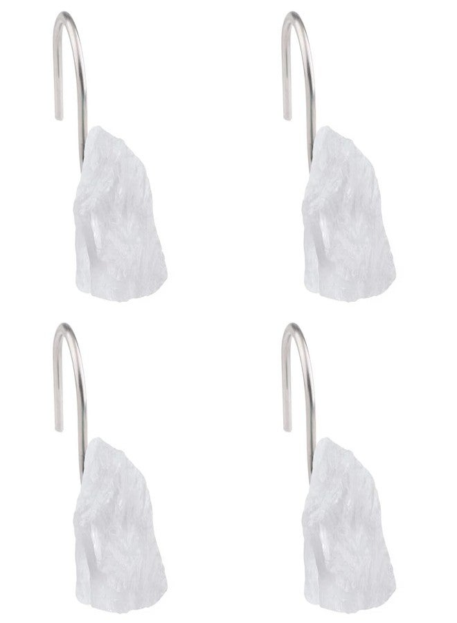 Rockcloud Set of 4 Stainless Steel Shower Hooks with Raw Crystal Stone, Crystal Shower Hooks for Bathroom, Home Decor - Image 1