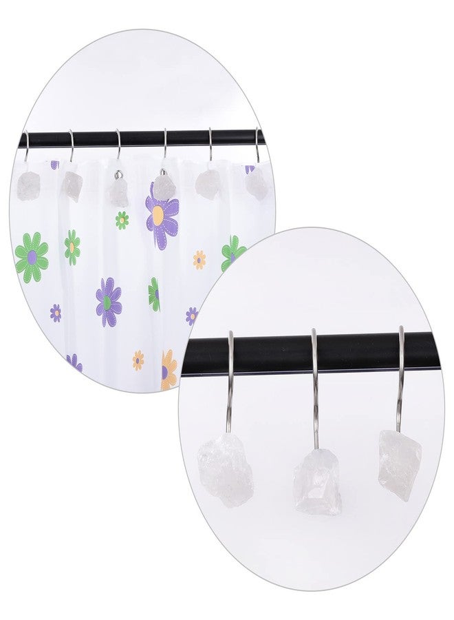 Rockcloud Set of 4 Stainless Steel Shower Hooks with Raw Crystal Stone, Crystal Shower Hooks for Bathroom, Home Decor - Image 2