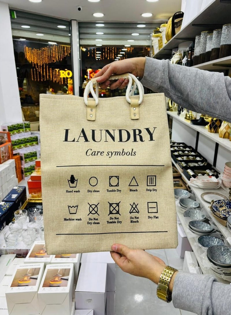 A basket, laundry basket, clothes basket, or children's toy cabinet, the newest, most elegant, and highest quality. Most importantly, it is jumbo in size and also has a leather handle. The material is heavy linen, lined on the inside. It is used for washing or toys. Since the basket is elegant and different, it can be placed in rooms to add an aesthetic look. Size: 45 x 40 x 40. Multi-colored.