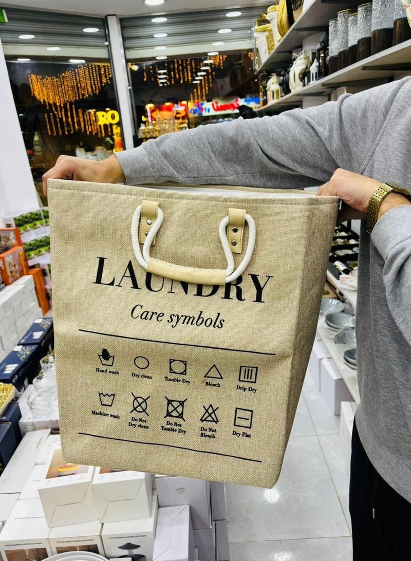 A basket, laundry basket, clothes basket, or children's toy cabinet, the newest, most elegant, and highest quality. Most importantly, it is jumbo in size and also has a leather handle. The material is heavy linen, lined on the inside. It is used for washing or toys. Since the basket is elegant and different, it can be placed in rooms to add an aesthetic look. Size: 45 x 40 x 40. Multi-colored.