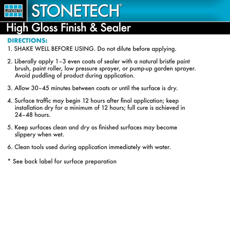 StoneTech High Gloss Finish & Sealer for Natural Stone, Tile, and Grout - 1 Gallon (3.785L) - Image 5