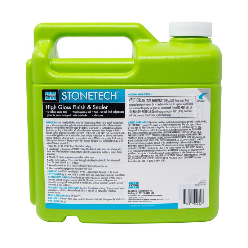 StoneTech High Gloss Finish & Sealer for Natural Stone, Tile, and Grout - 1 Gallon (3.785L) - Image 2