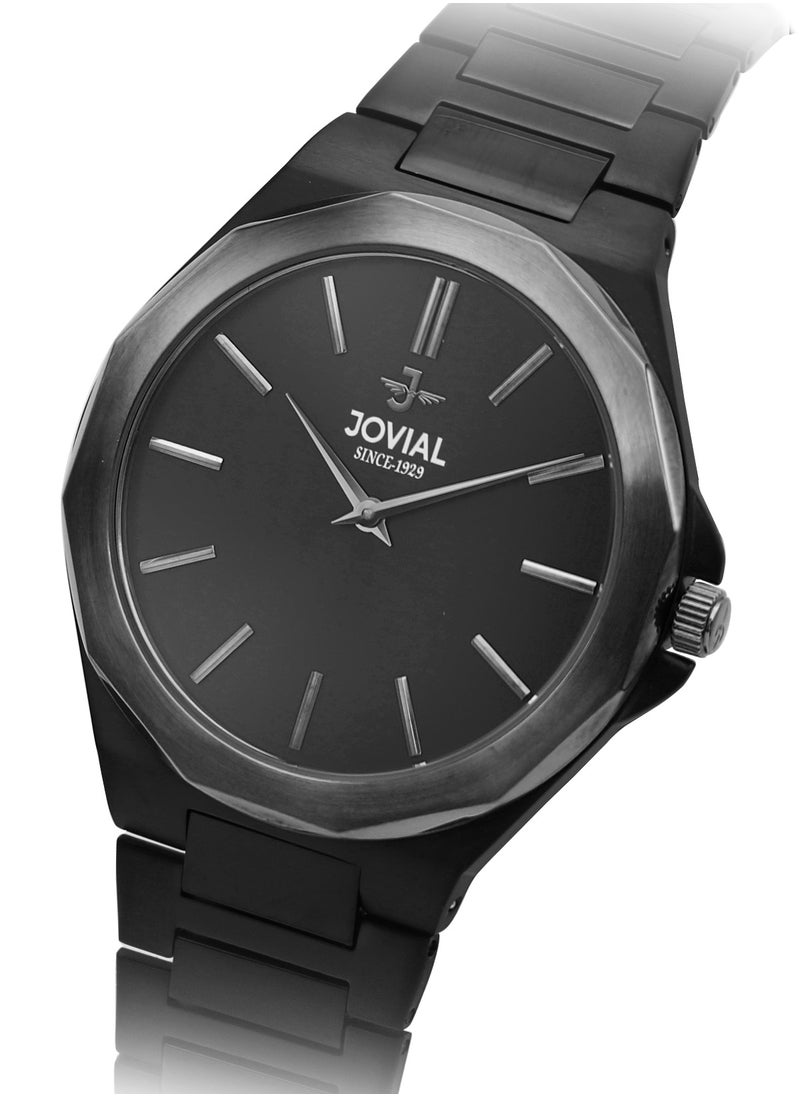 Jovial JOVIAL 9170GBMQ03E  Men's Fashion ,Anloge Stainless Steel Band Watch, 42mm, Black  - Image 2