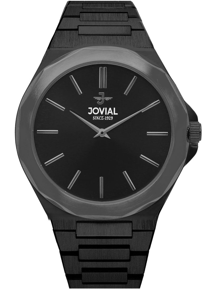 Jovial JOVIAL 9170GBMQ03E  Men's Fashion ,Anloge Stainless Steel Band Watch, 42mm, Black  - Image 1