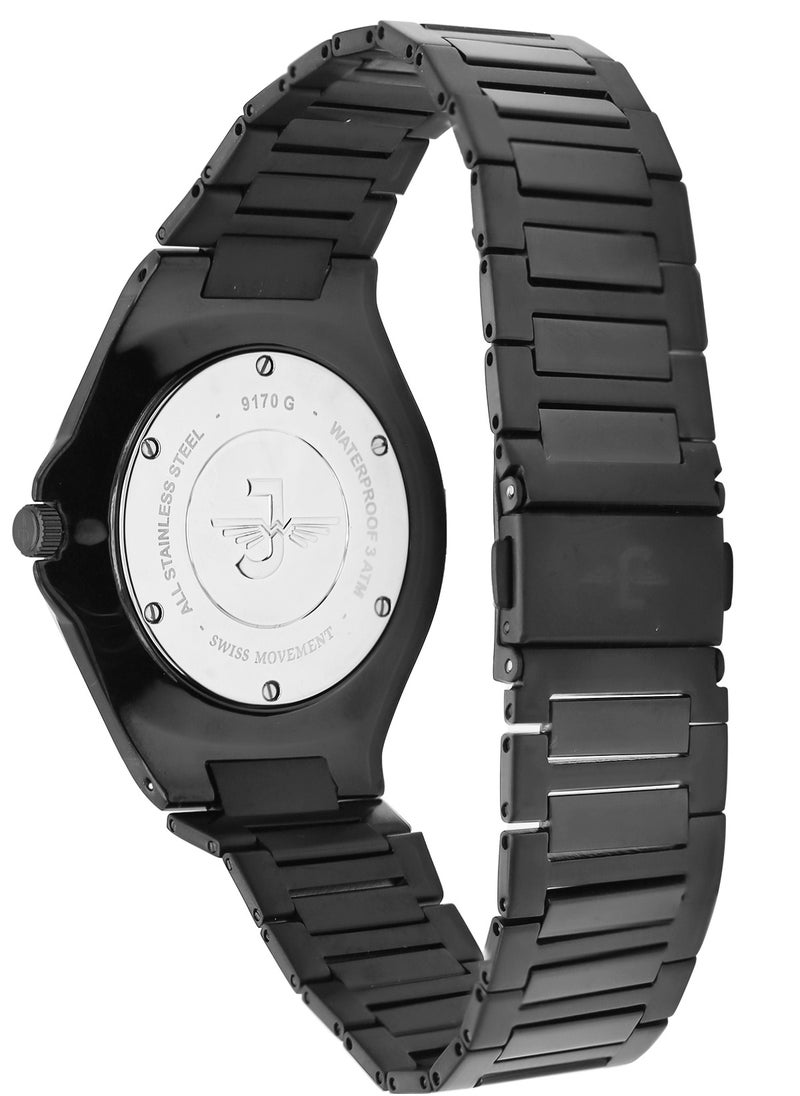 Jovial JOVIAL 9170GBMQ03E  Men's Fashion ,Anloge Stainless Steel Band Watch, 42mm, Black  - Image 3
