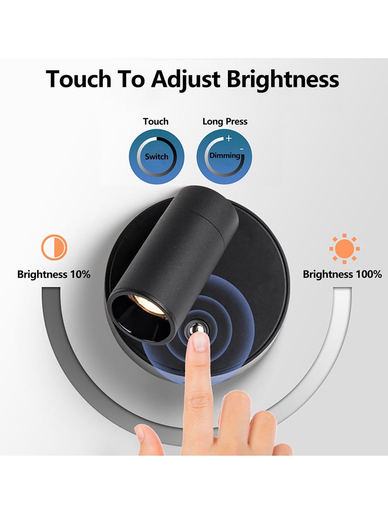 SYOSI Wireless SpotLights Indoor with Remote Magnetic Bedside Reading Wireless Spotlight Battery Operated Neutral Light 4000K 3 Color Dimmable Stick on Wall Light for Plant Artwork, Reading Black - Image 3