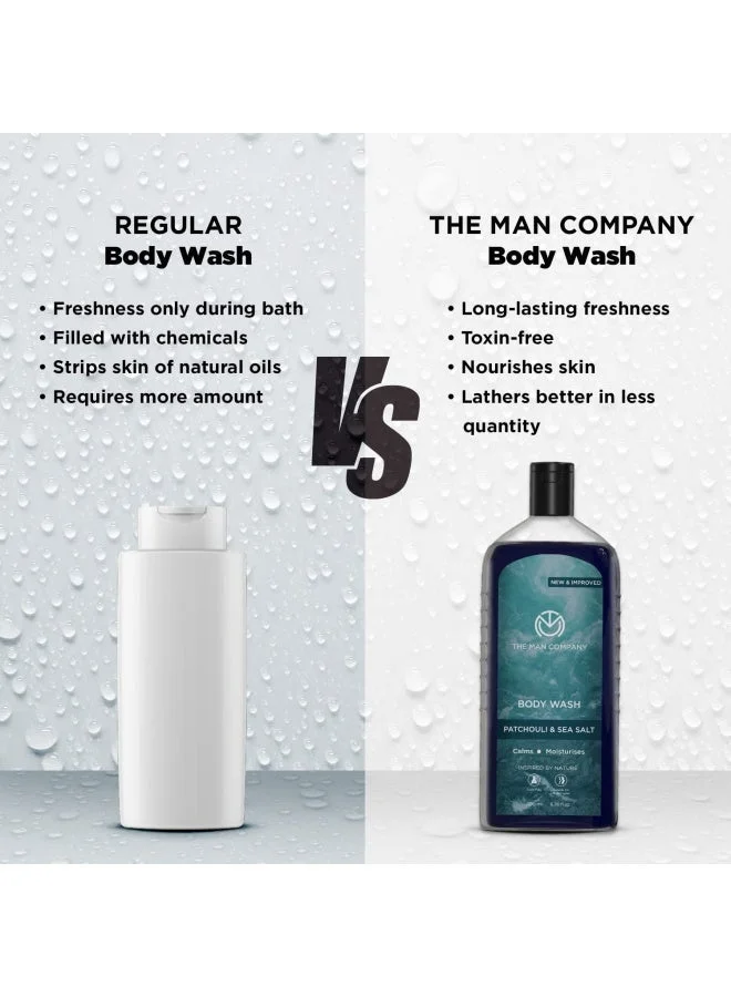The Man Company  Patchouli & Sea Salt Perfumed Body Wash For Men - 200 Ml | Shower Gel For Deep Moisturization & Smooth Skin | Enriched With Green Tea, Turmeric & Moringa Extract  | Best Price UAE